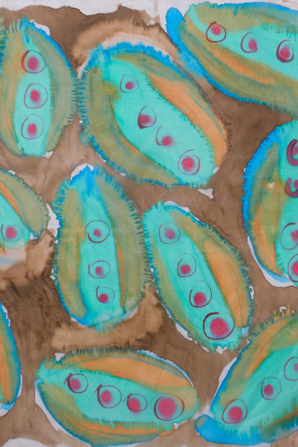 Chagual Olive Hand Painted Silk Scarf Square