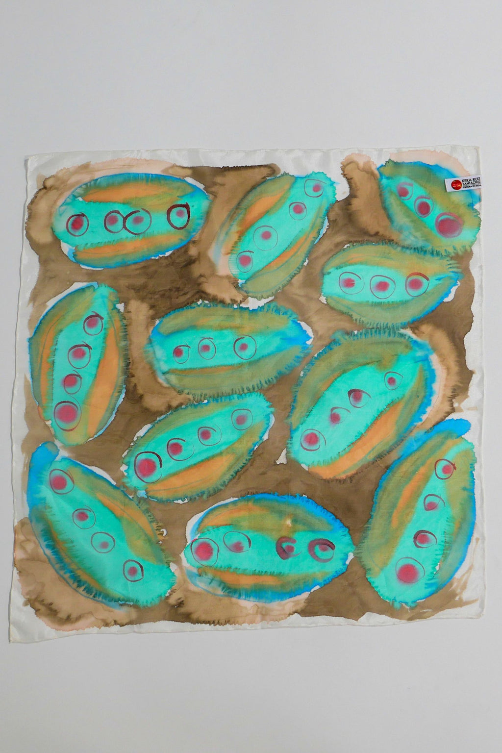 Chagual Olive Hand Painted Silk Scarf Square