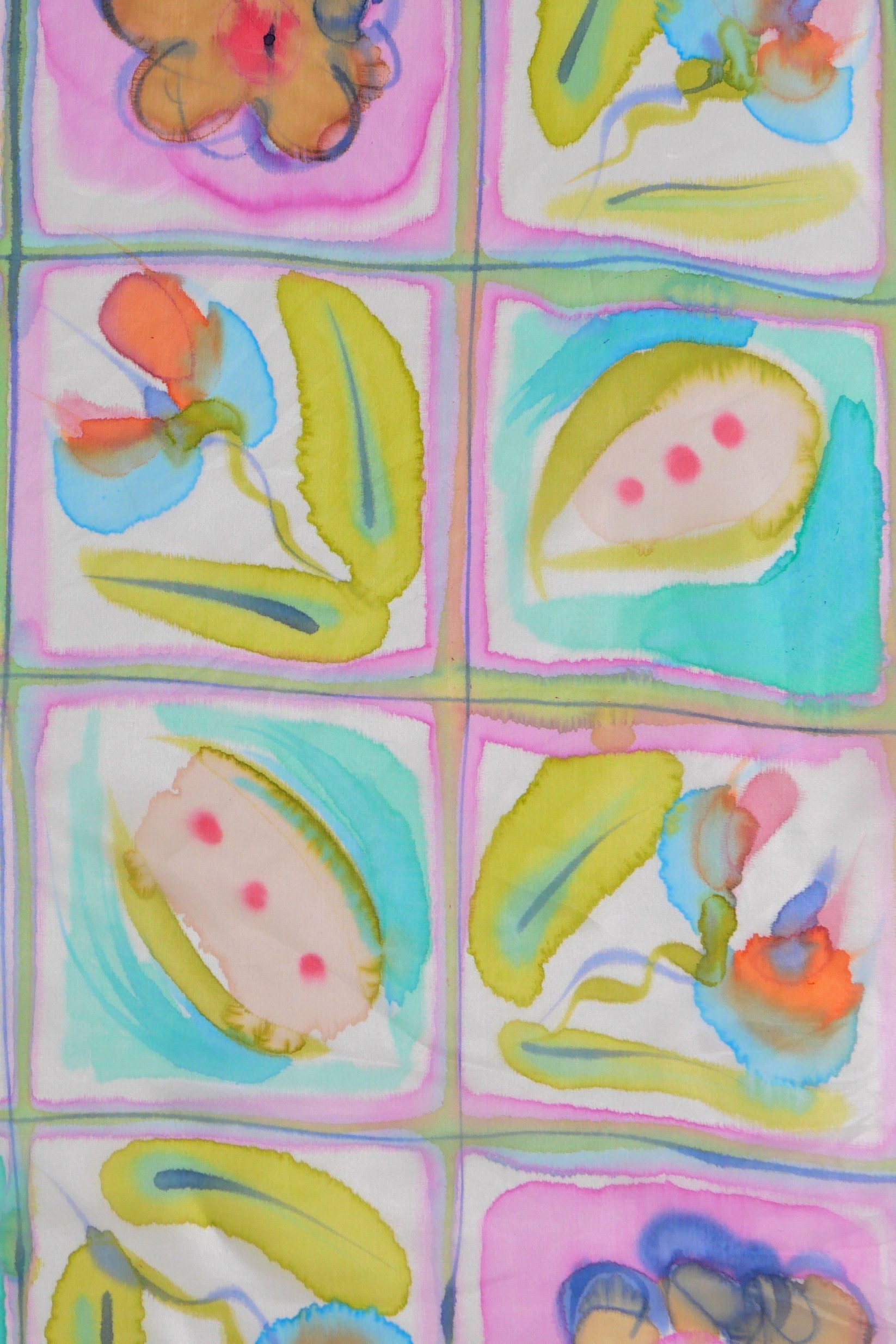 Añañuca Pastel Hand Painted Silk Scarf Square