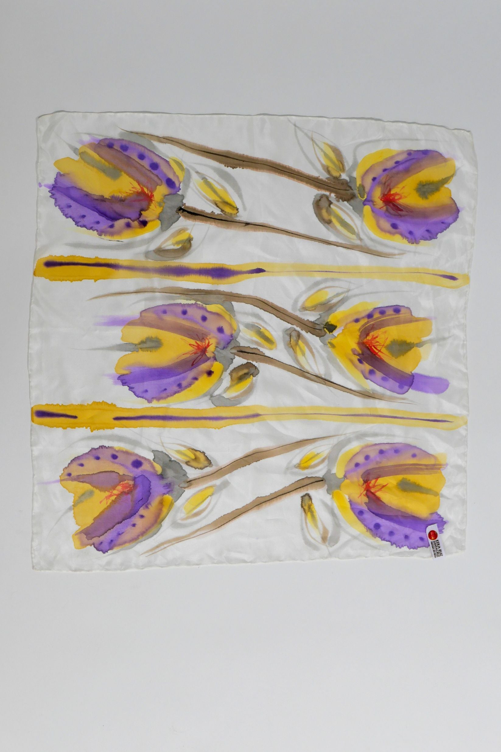 Astromelia Amethyst Hand Painted Silk Scarf Square