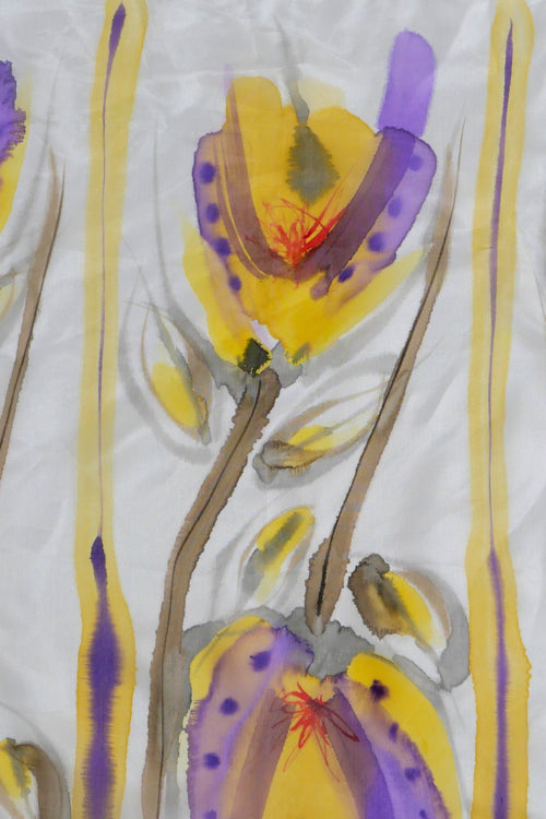 Astromelia Amethyst Hand Painted Silk Scarf Square