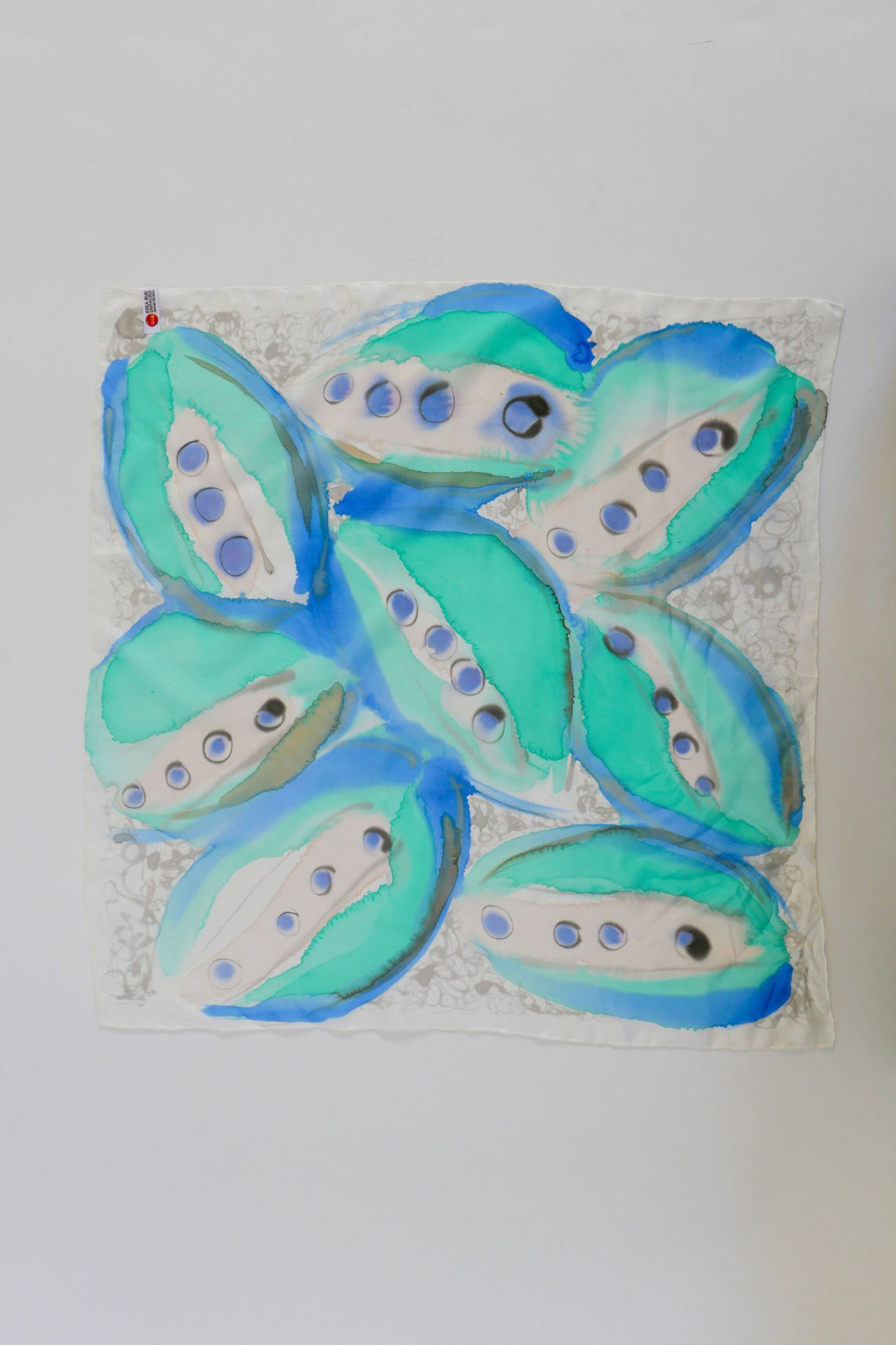Calceolaria Sky Blue Hand Painted Silk Scarf Square