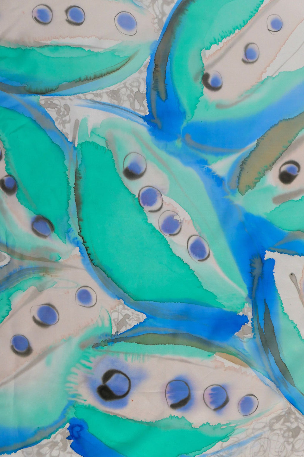 Calceolaria Sky Blue Hand Painted Silk Scarf Square