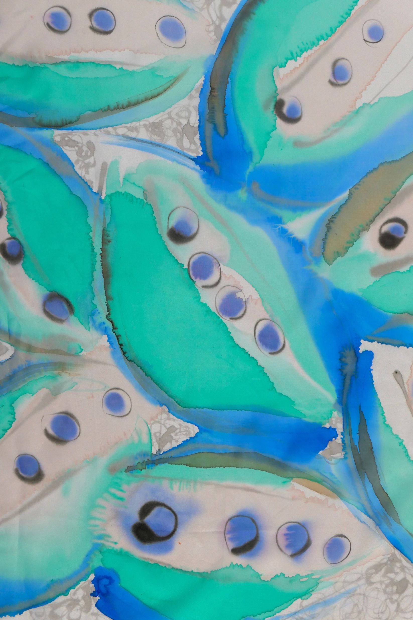 Calceolaria Sky Blue Hand Painted Silk Scarf Square