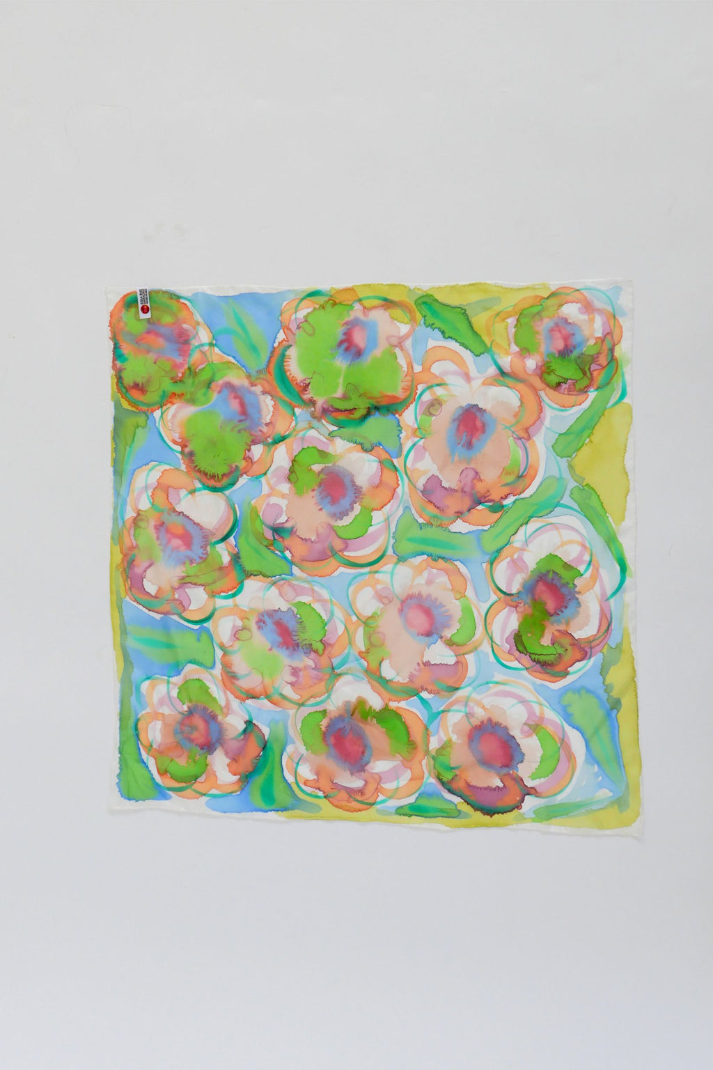 Calceolaria Copper Hand Painted Silk Scarf Square