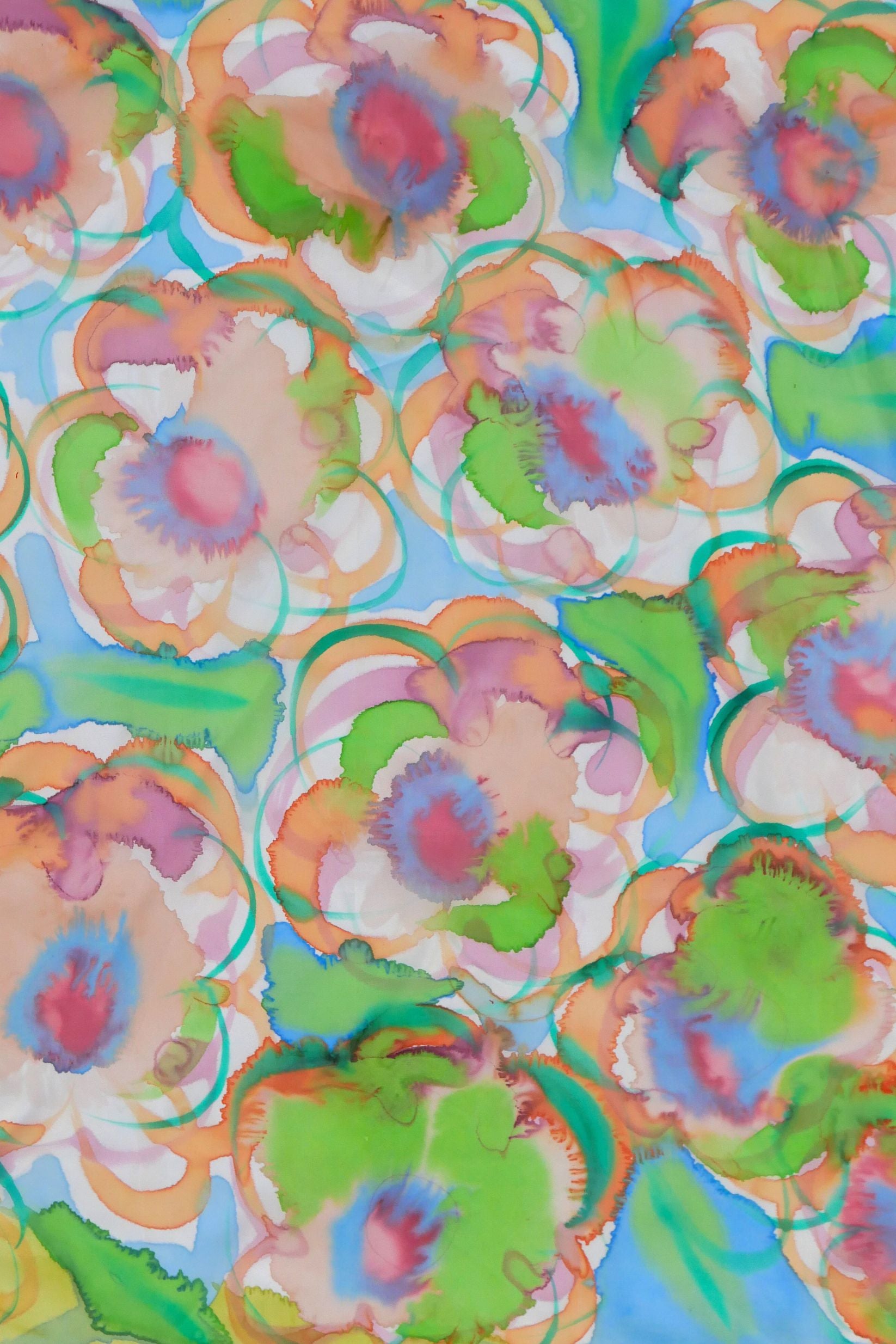 Calceolaria Copper Hand Painted Silk Scarf Square