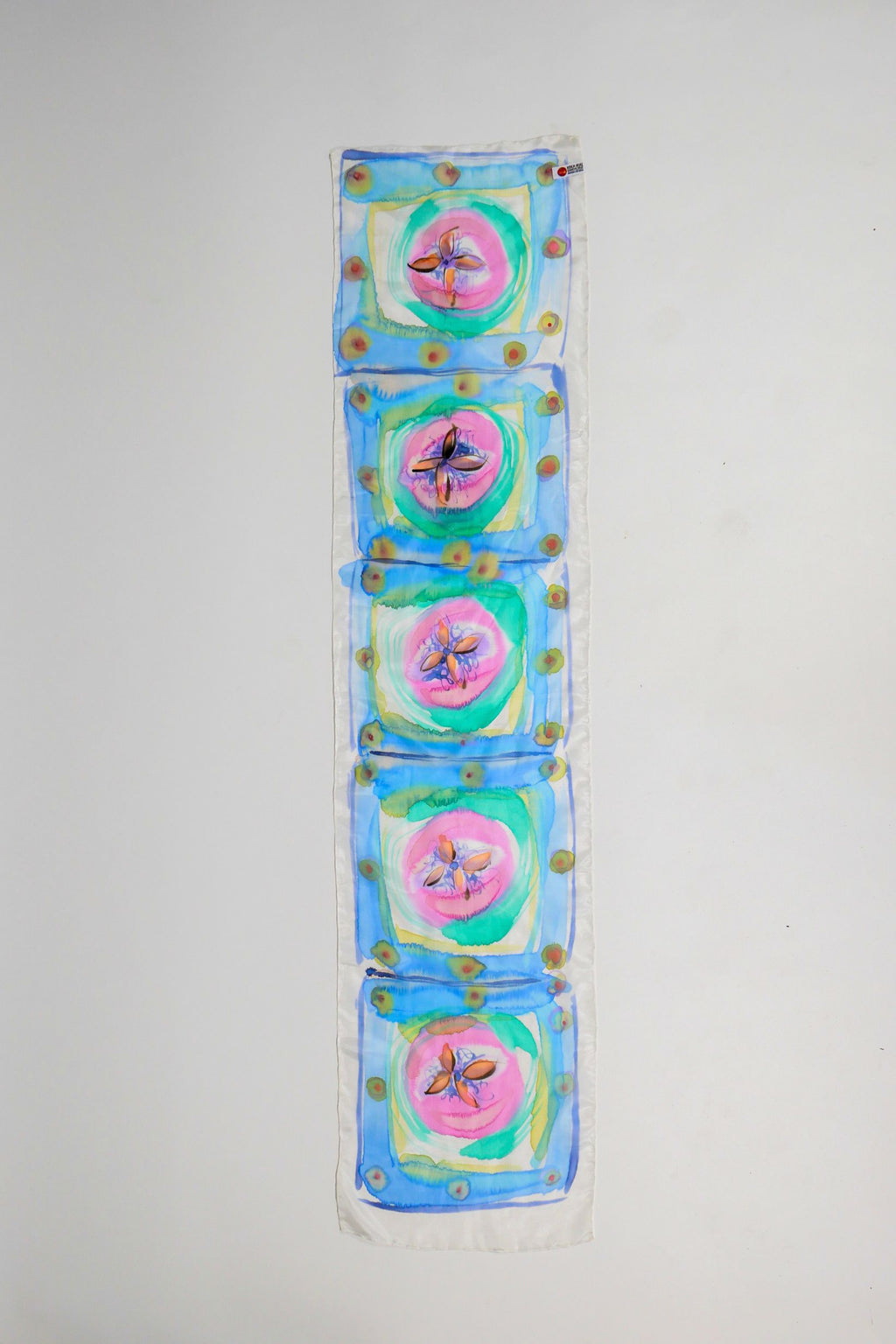 Suspiro Turquoise Hand Painted Silk Scarf Rectangle