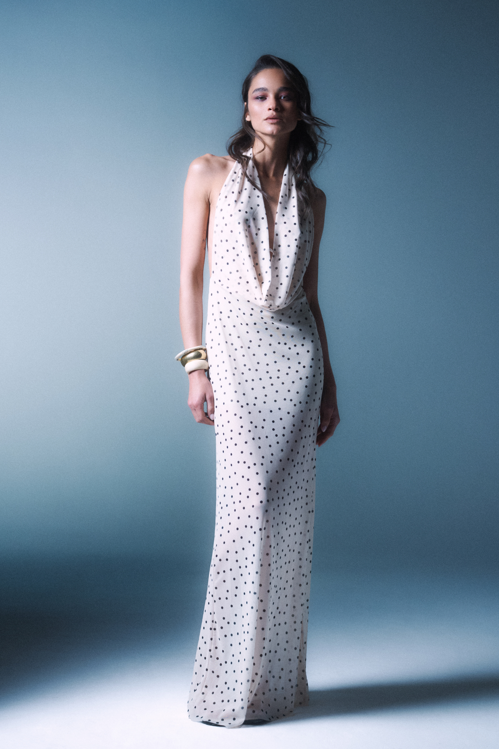 Ivory Polka Dot Mesh Dress Feras
