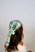 Puya Turquoise Hand Painted Silk Scarf Triangle