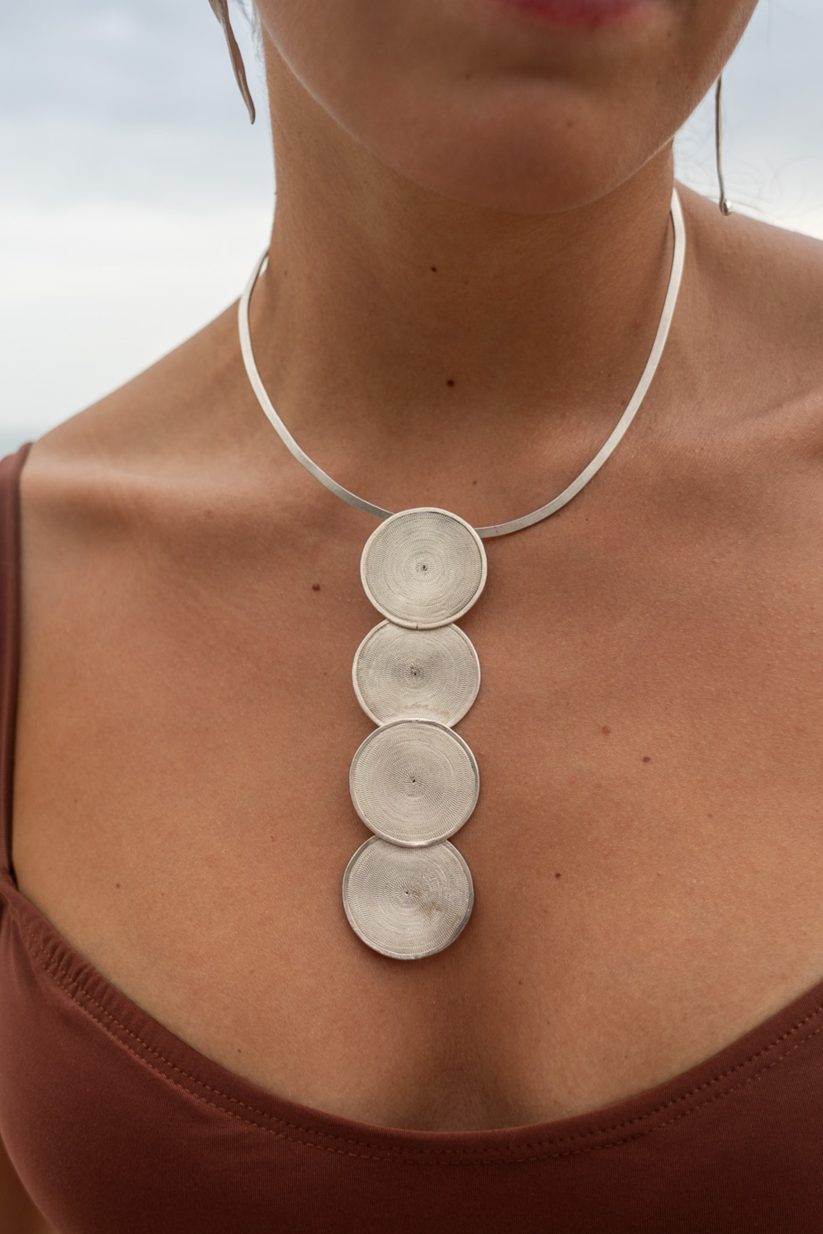 Necklace Filigree Vertical Fine Silver Shirley Blanch