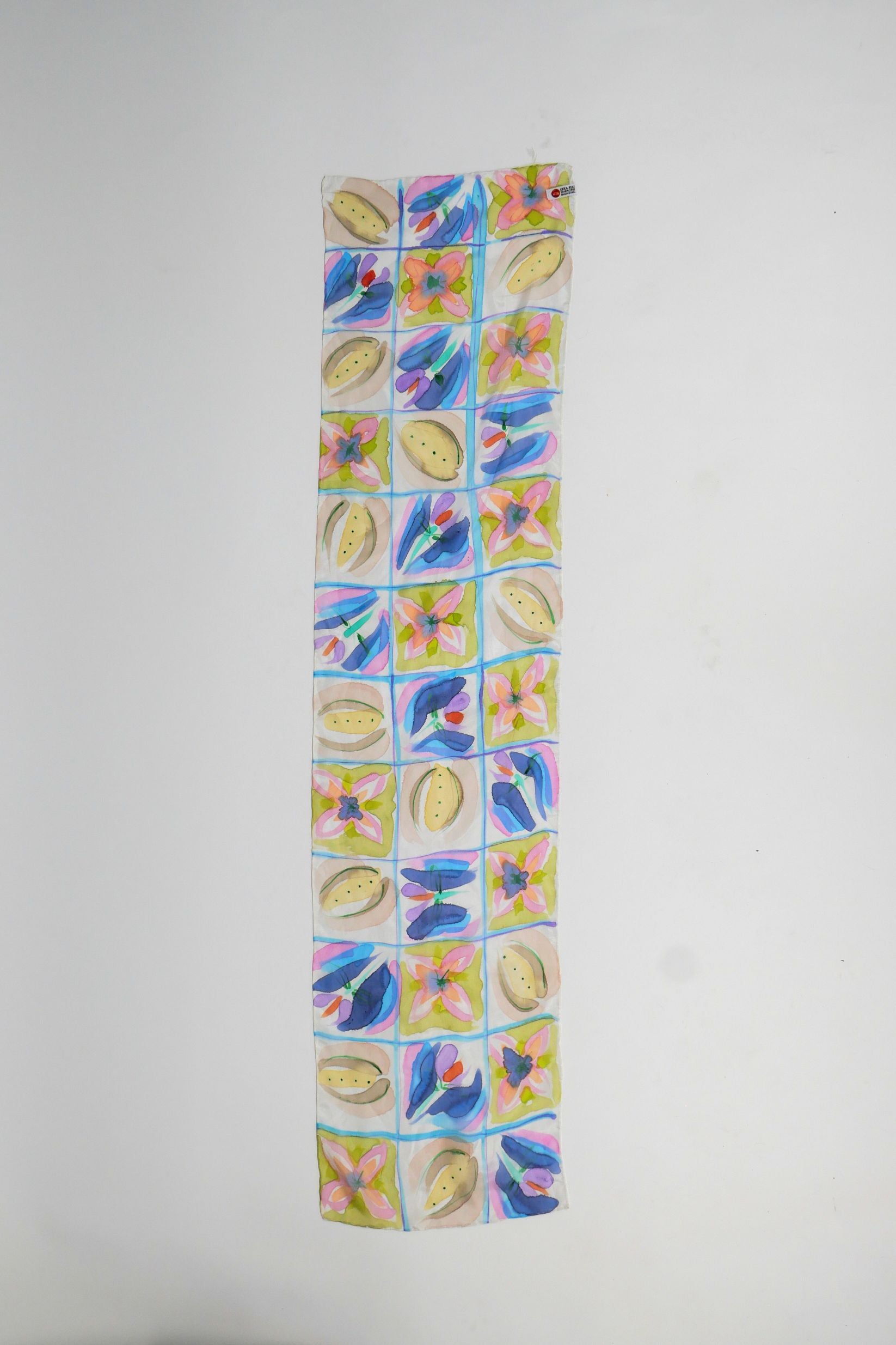 Astromelia Peach Hand Painted Silk Scarf Rectangle
