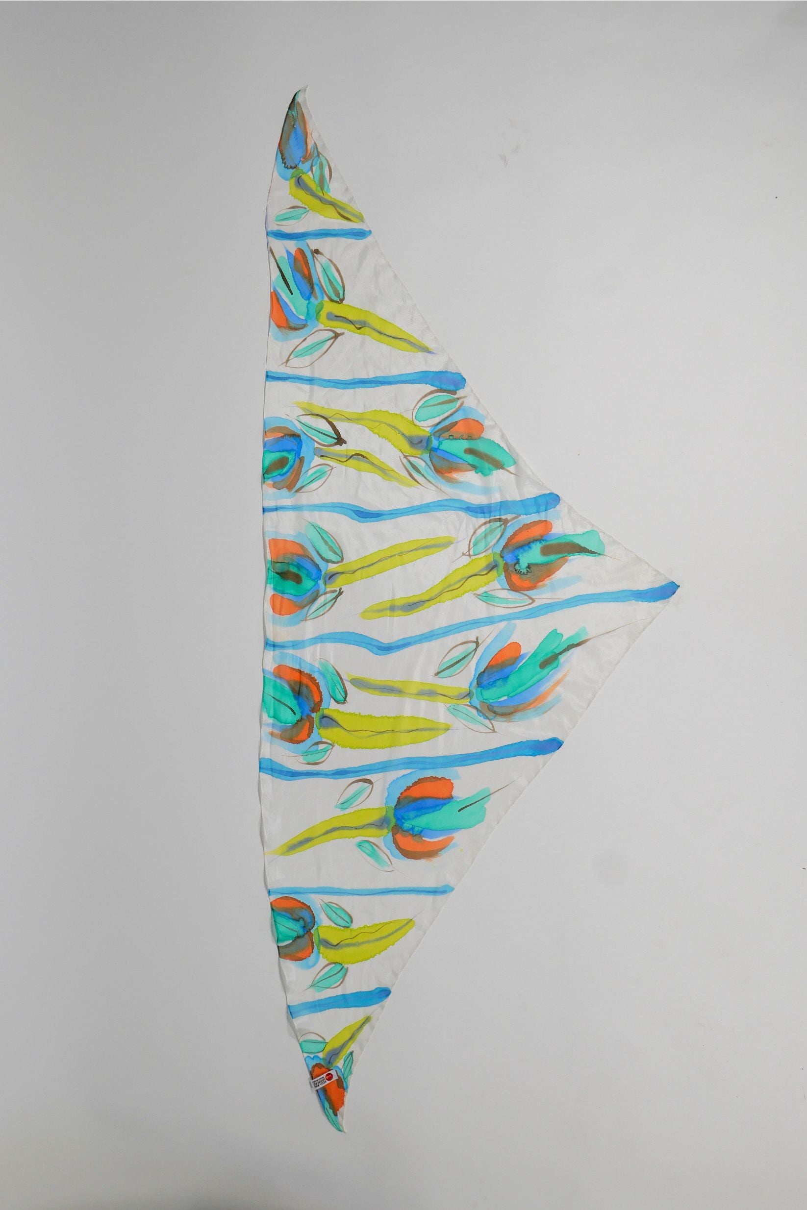 Puya Turquoise Hand Painted Silk Scarf Triangle