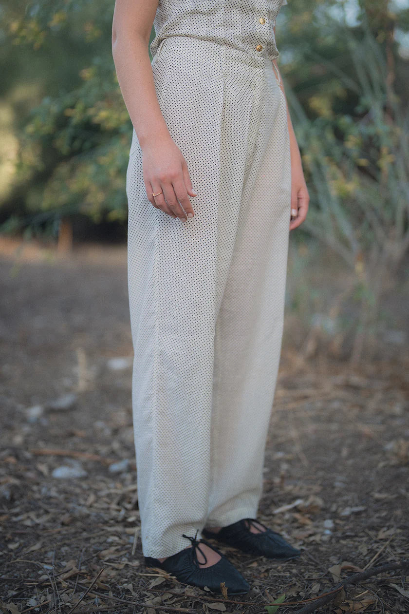 Beige Polka Dots Pants Pluisotis Antonia Fluxá