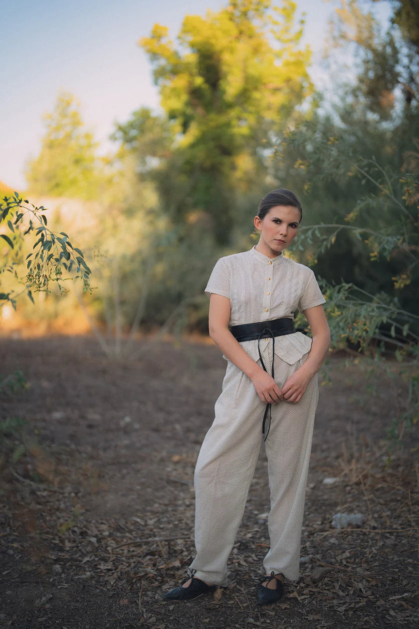 Beige Polka Dots Pants Pluisotis Antonia Fluxá