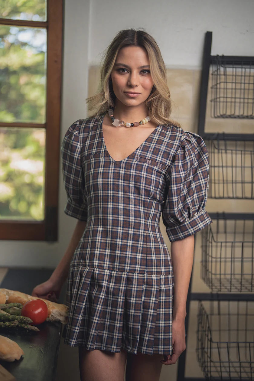 Brown Checked Dress Pentispa Antonia Fluxá