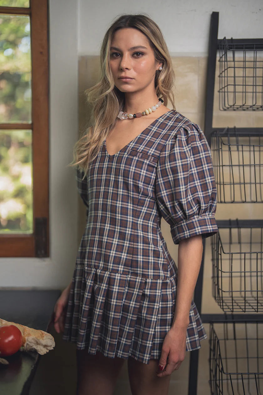 Brown Checked Dress Pentispa Antonia Fluxá