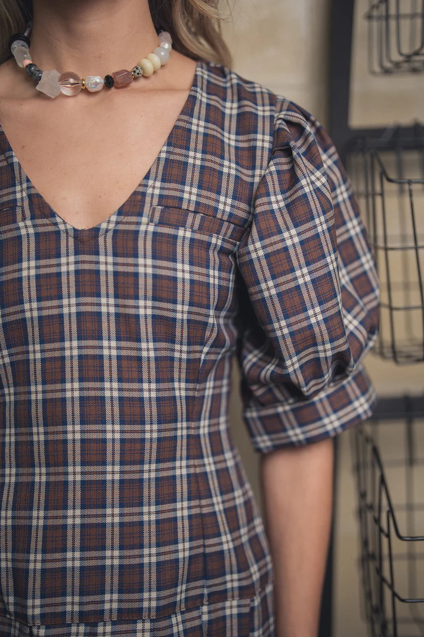 Brown Checked Dress Pentispa Antonia Fluxá