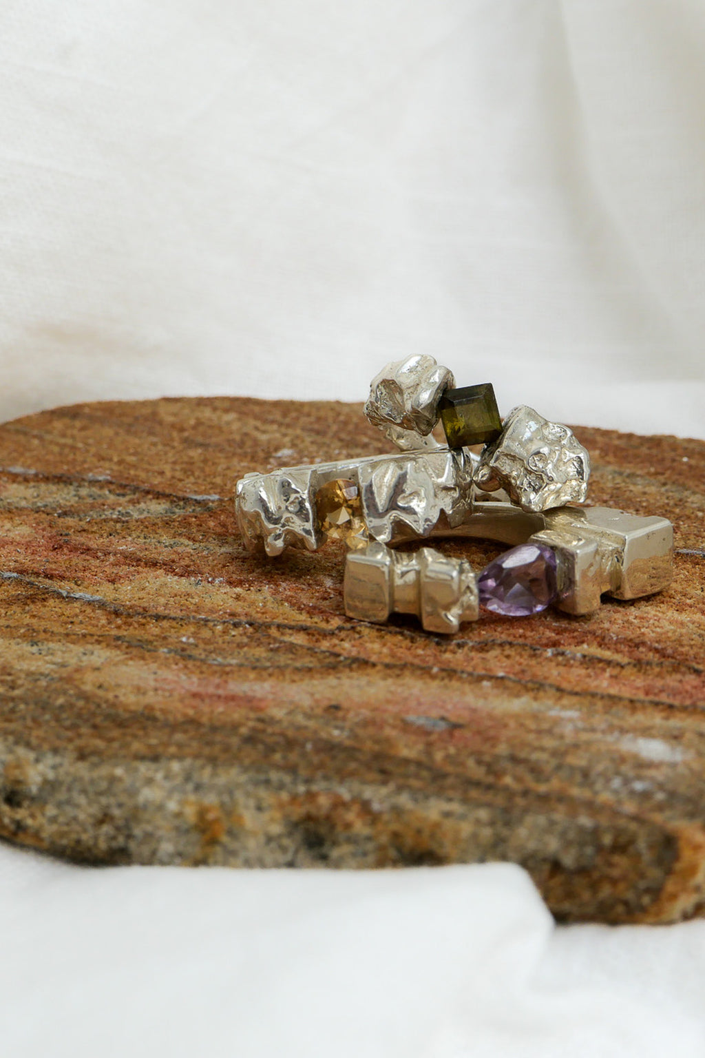 Ring Almas Citrine Size US 6 Fine Silver Shirley Blanch