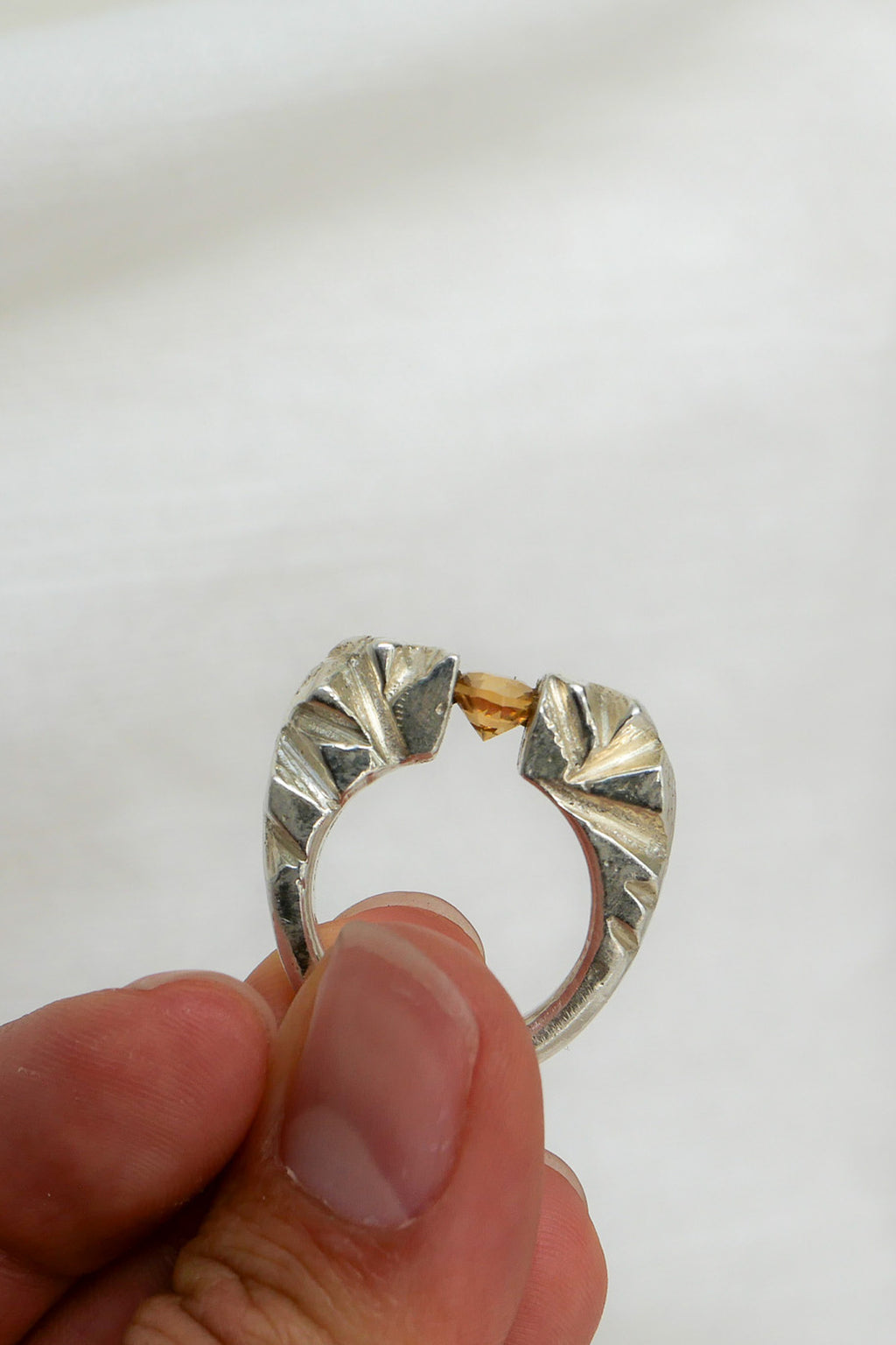 Ring Almas Citrine Size US 6 Fine Silver Shirley Blanch