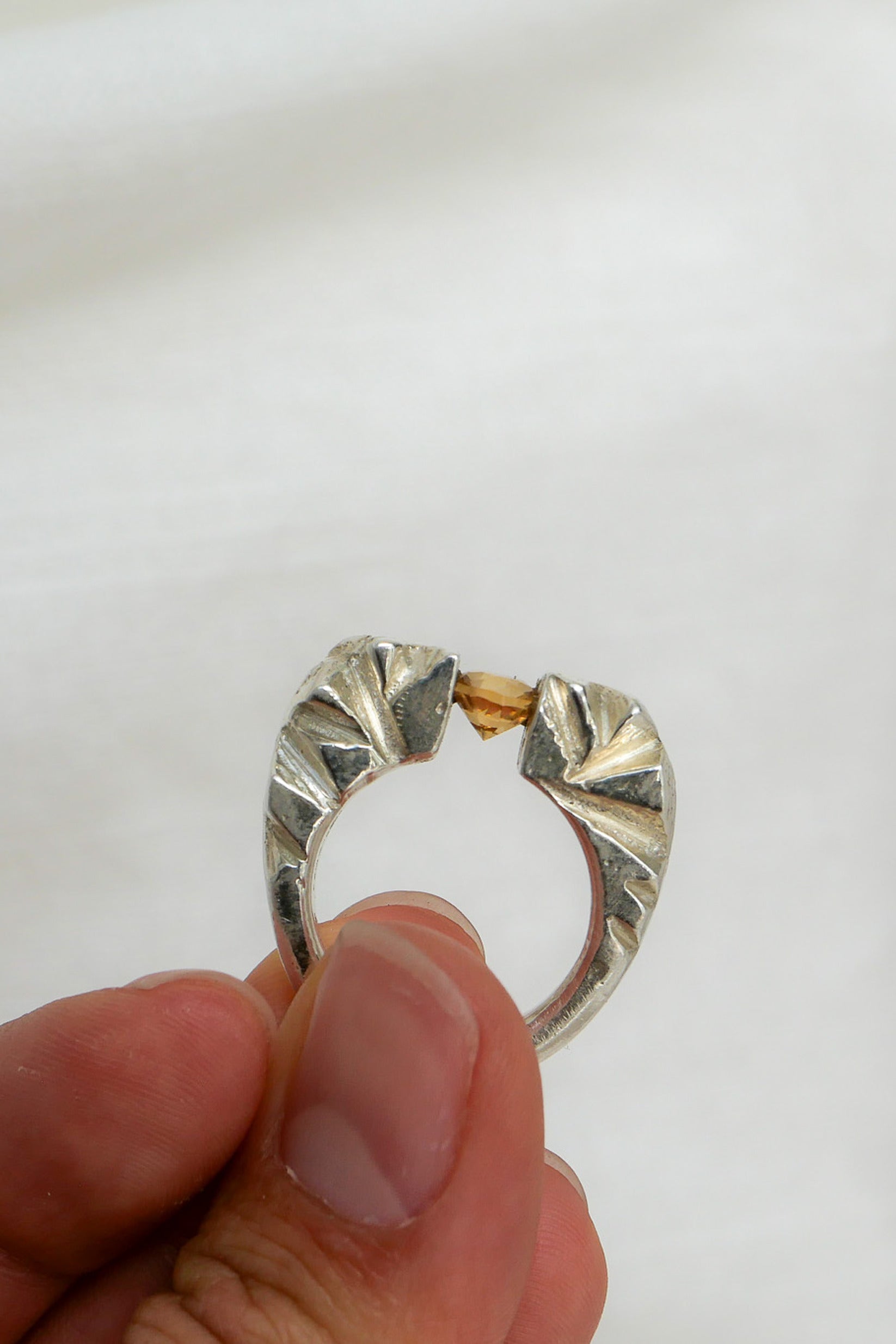 Ring Almas Citrine Size US 6 Fine Silver Shirley Blanch