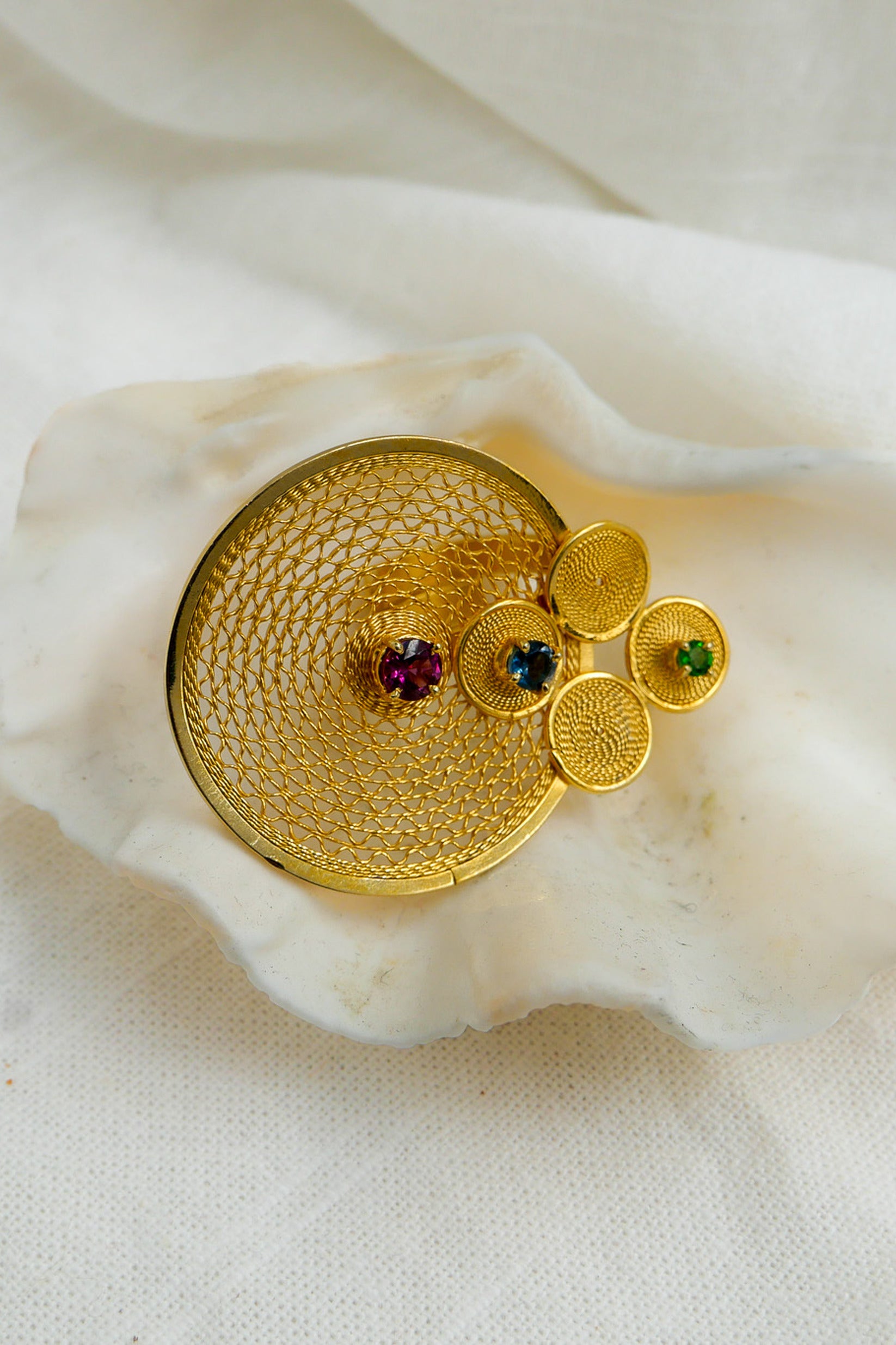 Ring Filigree 24K Gold-Plated Fine Silver Shirley Blanch