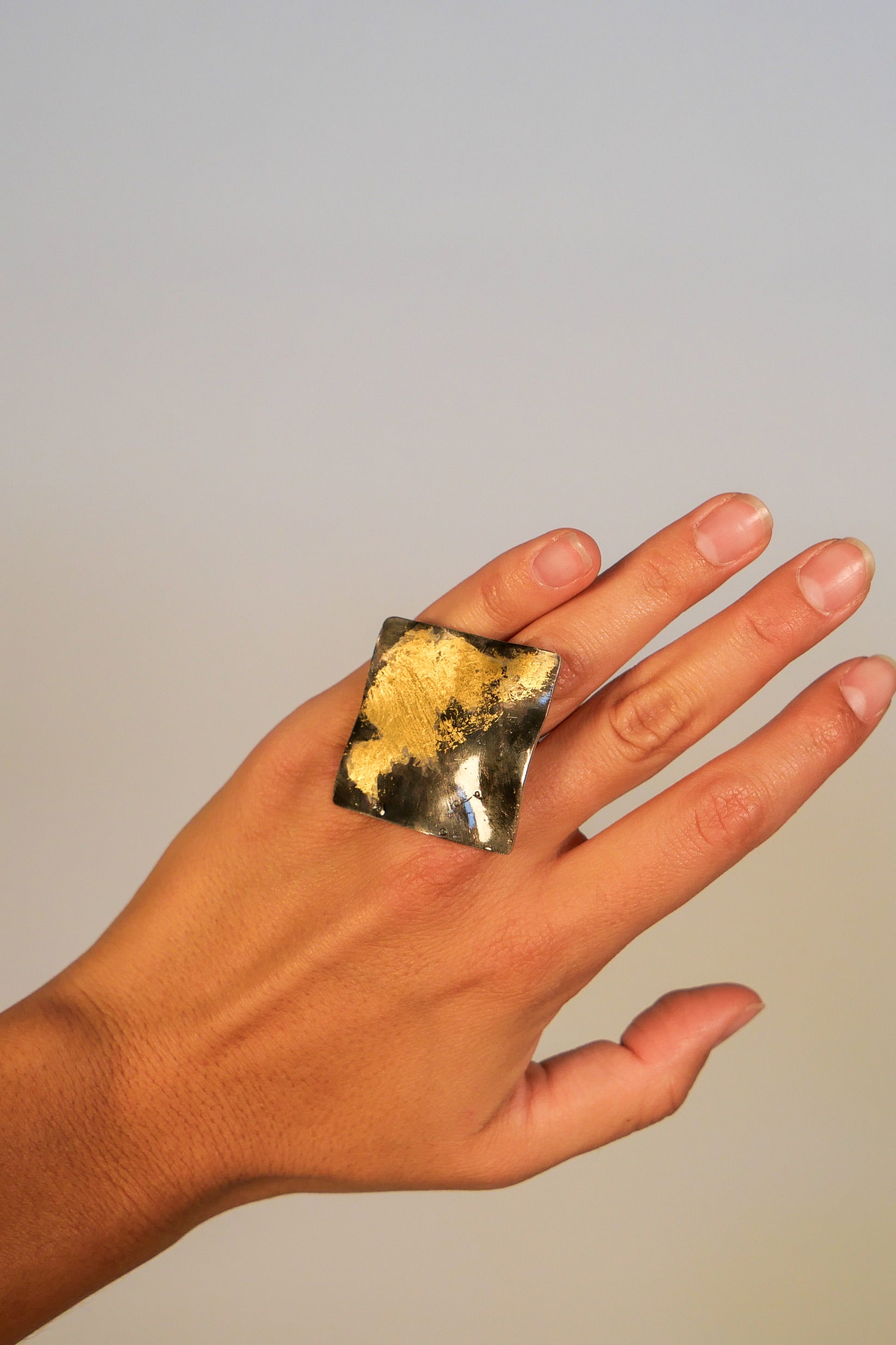 Square Ring Keum Boo Gold Plated 24K Fine Silver Shirley Blanch
