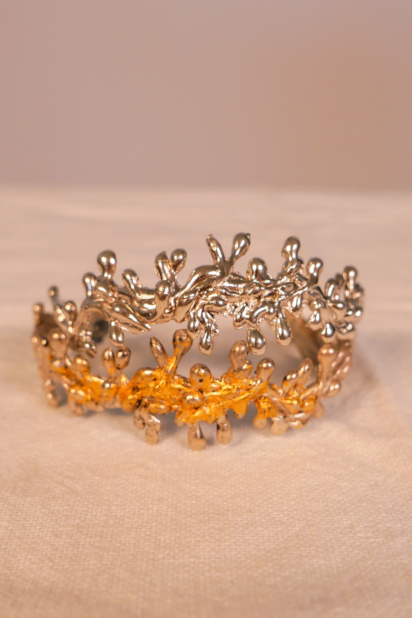 Cuff Bracelet Emerger Gold Plated 24K Fine Silver Shirley Blanch