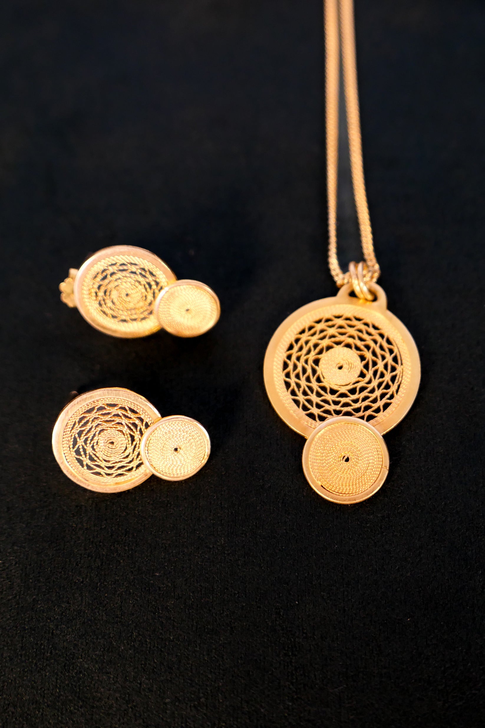 Earrings Filigree 24K Gold-Plated Fine Silver Shirley Blanch