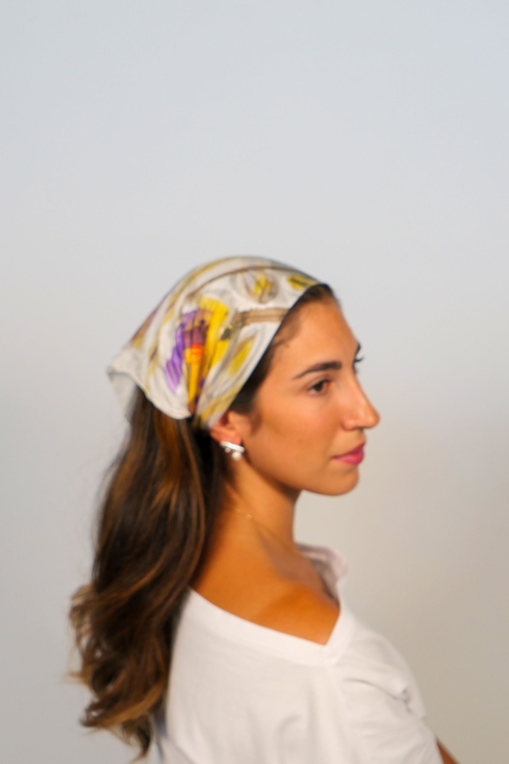 Astromelia Amethyst Hand Painted Silk Scarf Square