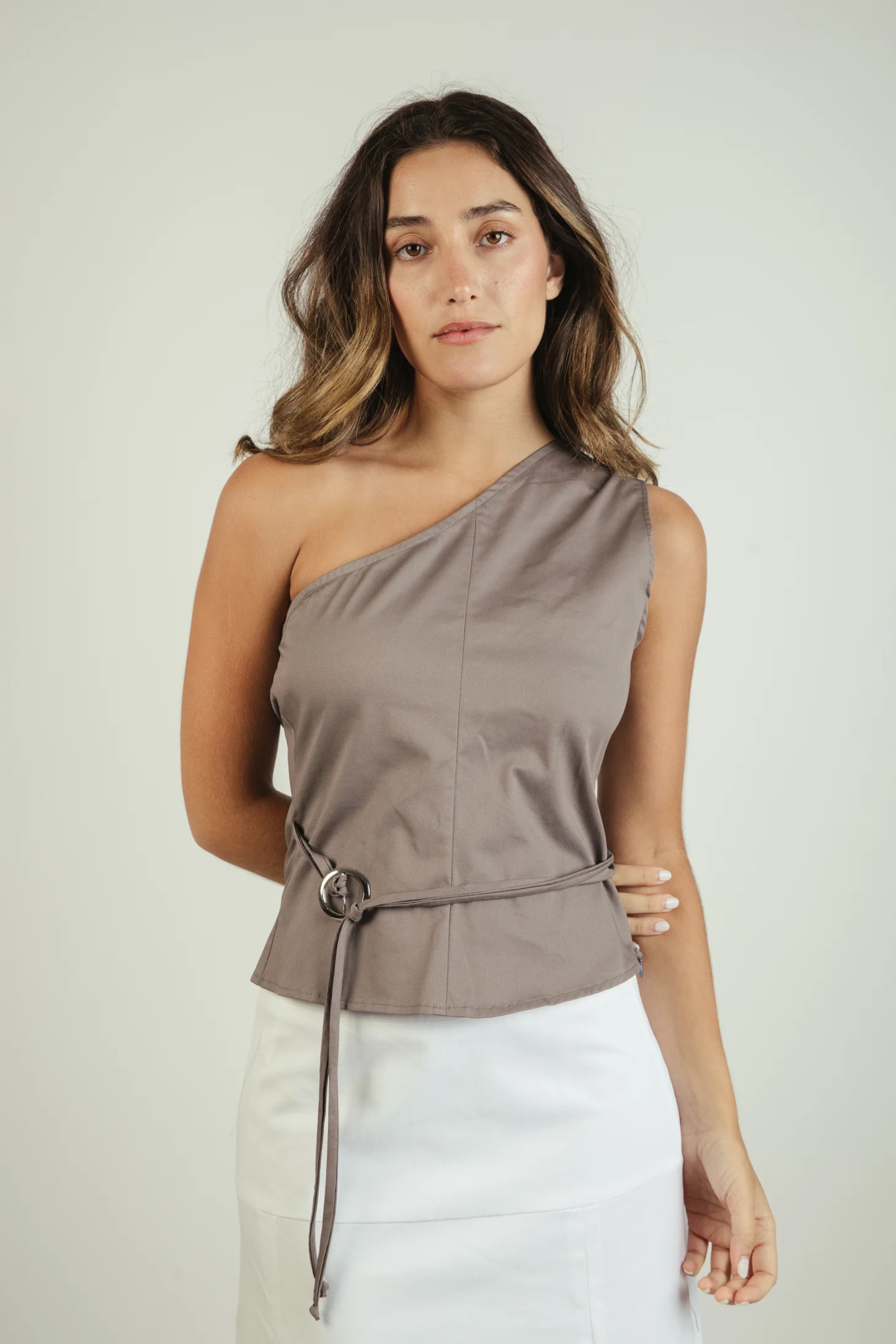 Gray Ring-Detail Top Kbrancoli