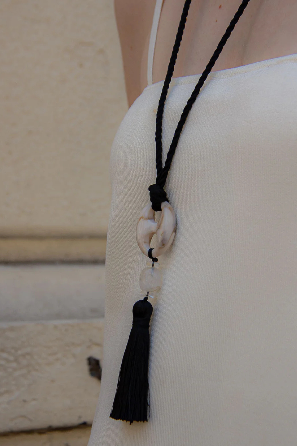 Tassel Grao Crema Necklace La Cadenaria